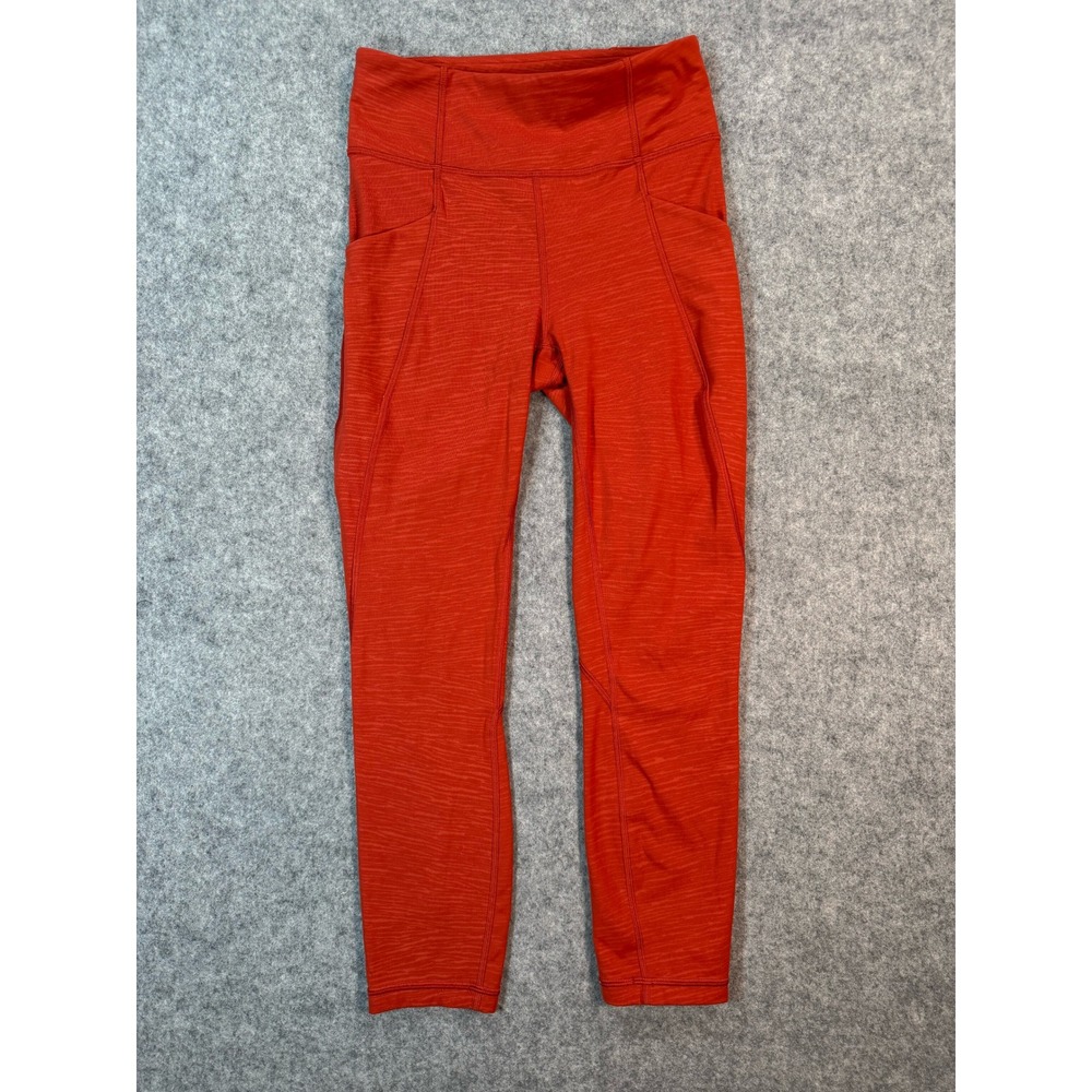 Lululemon All the Right Places Crop Leggings Red‎ Space Dye Pockets Size 4